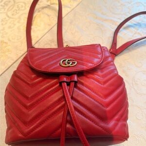 Gucci Scarlet Marmont Chevron Backpack